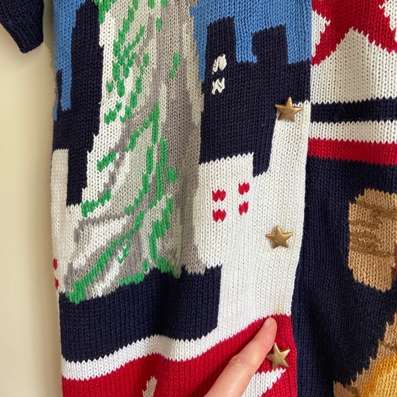 NYC Patriotic Knit Cardigan 4th of July Vintage Knit - Picture 5 of 9